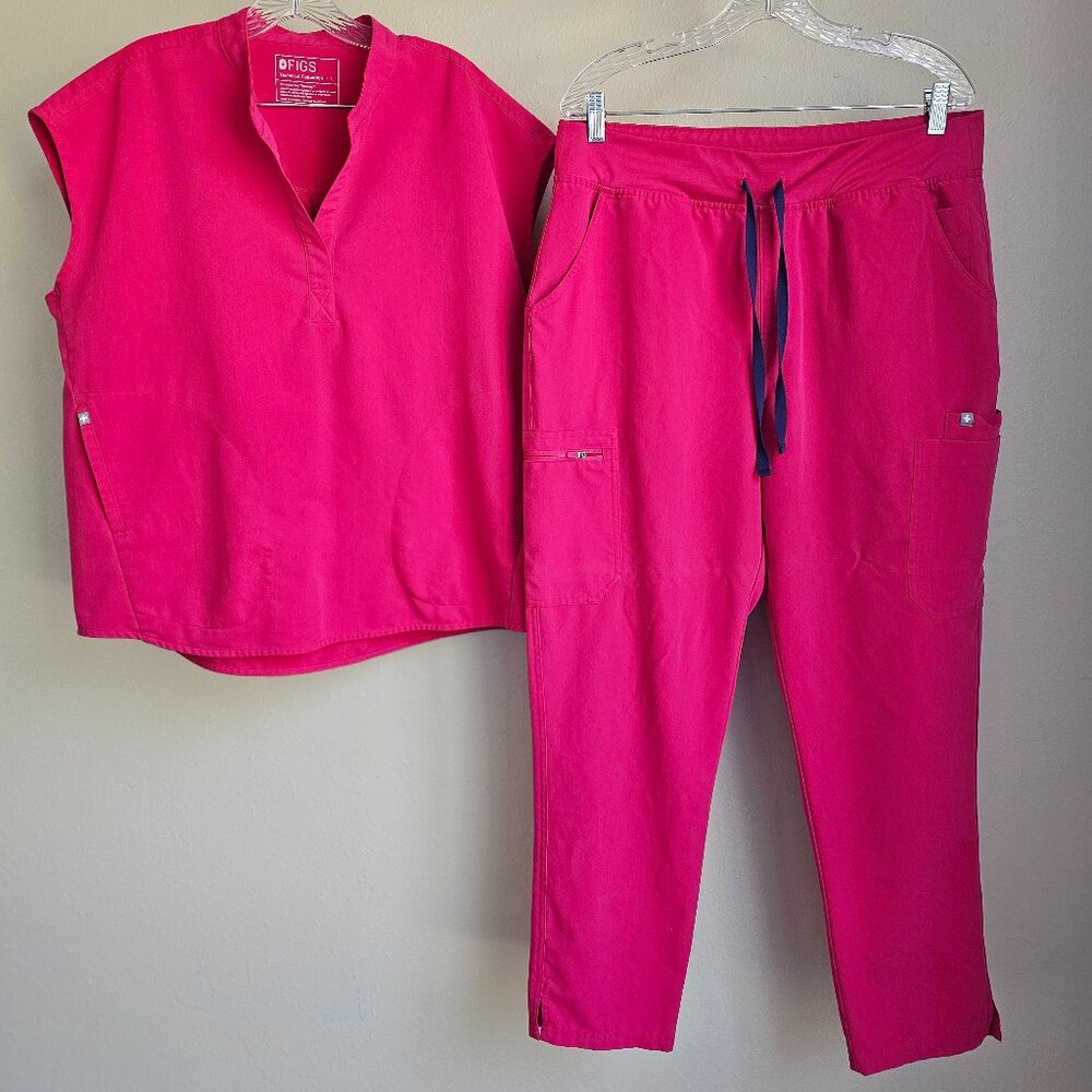 Figs Ultra Rose Limited Edition Scrub Set Large Rafaela Top XL High Waisted Yola
